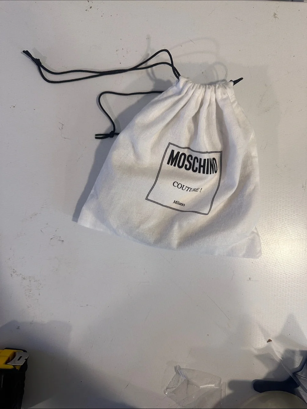 Moschino White Belt with Gold Logo Hardware